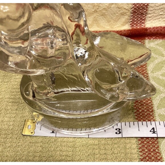L.E. Smith Art Glass "Goose Girl " 6” Clear Figurine Decoration - Picture 8 of 10